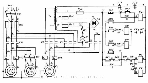 Электрическая схема токарного-винторезного станка модели 1и611п